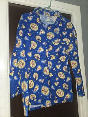Blue Women's Pizza-Print Pajama Set